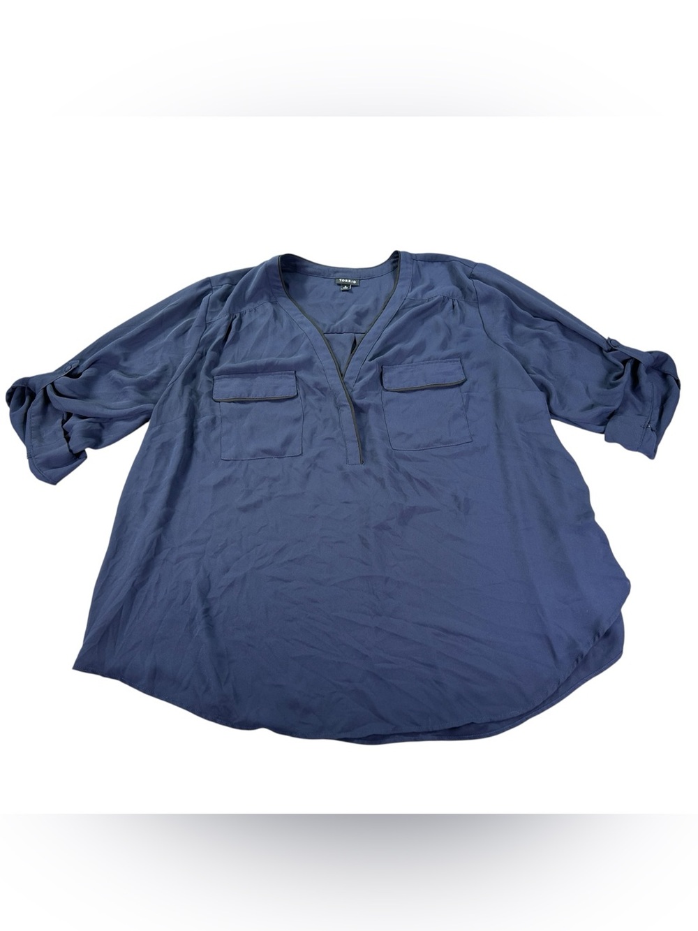 Torrid Harper Georgette Pullover Blouse Women’s 3 3X Navy Blue Plus Size